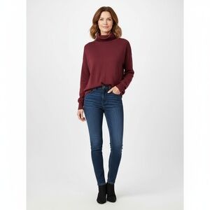 NWT Vintage Obermeyer Burgundy Knit Ribbed Turtleneck Sweater Long Sleeve